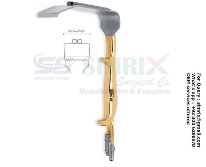 Tebbetts Retractor with Built In Fibrelight & Suction Tube Blade Toothed