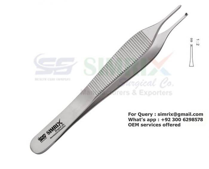 Adson forceps 1x2 teeth straight 12 cm