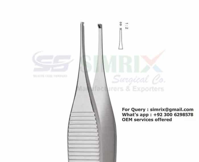 Micro Adson forceps 1x2 teeth straight 12 cm Fine