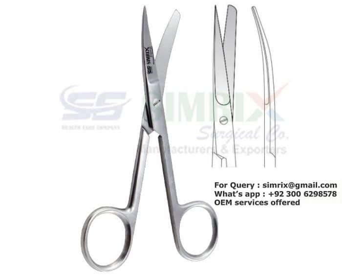 Dressing Scissors Curved Sharp Blunt TC 13cm