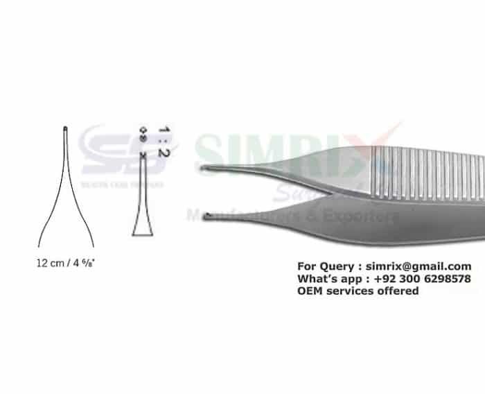 Micro Fixation Forceps 0.8mm1x2 teeth 12cm