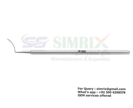 Helveston scleral ruler 6'',vaulted, notches''5.0mm increments, single marking tooth at tip, flat handle